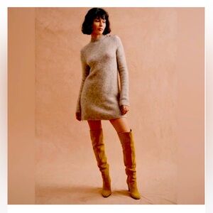 Sezane Polly Sweater Wool/ Mohair Dress Tan Size S